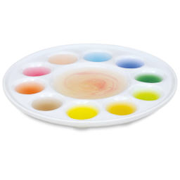 Richeson Round Palette - x 1" x 7 1/4", 11 Wells, Round (with paint in the wells, not included)