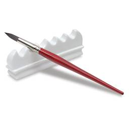 Richeson Porcelain Brush Holder - Angled view of Brush holder with one resting brush