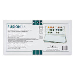 Mijello Fusion Airtight/Leakproof Palette - Blue, 33 Wells, back of the packaging