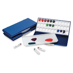 Mijello Fusion Airtight/Leakproof Palettes with paint in the wells and paint tubes (not included)