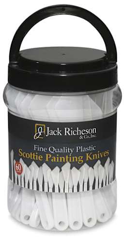 Richeson Plastic Painting Knives- Canister of 60, Assorted Shapes