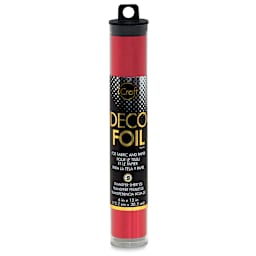 iCraft Deco Foil - Roll of Red Foil sheets shown upright with label