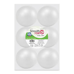 FloraCraft SmoothFoM Foam - Ball, Pkg of 6, 3" Dia front of packaging