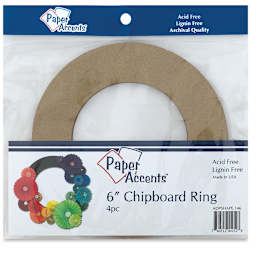 Paper Accents Chipboard Wreath Rings - Front of package of 6" Rings