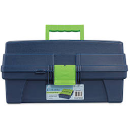 Artist Select Plastic Box - 8" x 7" x 14", Blue/Green Trim, 2 Tray, front