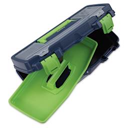 Artist Select Plastic Box - Blue/Green Trim, 16"L x 8"H x 7.25"W, open with tray