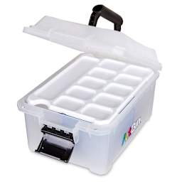 ArtBin Sidekick Cube with Paint Palette Tray (quarter view with lid open)
