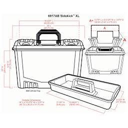 ArtBin Sidekick XL Storage Bin (illustration with corresponding dimensions)