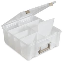 ArtBin Super Satchel - Double Deep white version shown open and empty with dividers