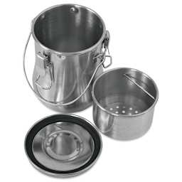 Anderson & Sons Stainless Steel Airtight Brush Washer - 20 oz opened to show parts