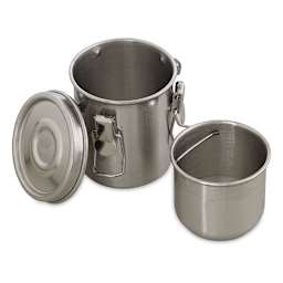 Anderson & Sons Stainless Steel Airtight Brush Washer - Top view of 8 oz Washer open, with Strainer