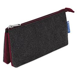 Itoya Profolio Midtown Pouches - Angled view of Charcoal/Maroon pouch