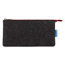 Itoya Profolio Midtown Pouch - Charcoal/Maroon, 5" x 9" side view