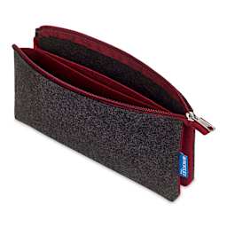 Itoya Profolio Midtown Pouch - Charcoal/Maroon, 5" x 9" open