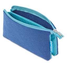 Itoya Profolio Midtown Pouches - Angled view of small Blue/Lagoon pouch