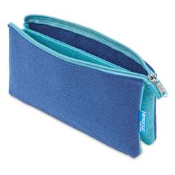 Itoya Profolio Midtown Pouches - Angled view of large Blue/Lagoon pouch