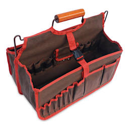 Xiem Studio Art Bag - Top view showing exterior tool holders and internal pockets