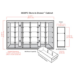ArtBin Store-In-Drawer Cabinet - Illustration of 30-Drawer cabinet with corresponding dimensions