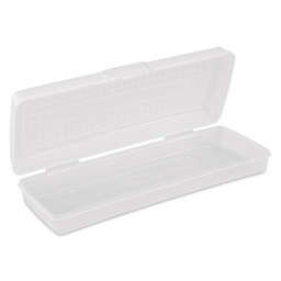 Storex Mini Pencil Box - Clear, lid open