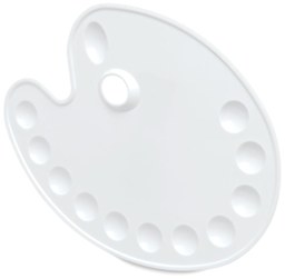 Richeson Oval Plastic Palette - Top view of 12 well oval palette with thumb hole