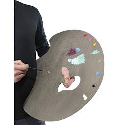 New Wave Art Wood Palette - Grey, 22-1/4'' x 18'' x 1/5'', Grand View Confidant, Left Hand (used by an artists in the left hand)