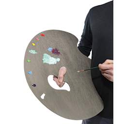 New Wave Art Wood Palette - Grey, 22-1/4'' x 18'' x 1/5'', Grand View Confidant, Right Hand (shown in the artist's right hand)