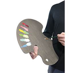 New Wave Art Wood Palette - Grey, 20-1/2" x 16" x 1/5", Expressionist Confidant, Right Hand (being held in the artist's right hand)