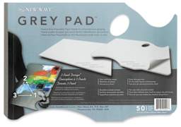 New Wave Grey Pad Disposable Palette, Front view of Hand-Held package