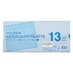 Holbein Aluminum Folding Palette - 13 Wells, back of the packaging