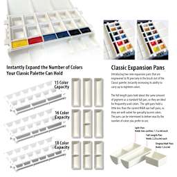 Instantly expand the number of colors your classic palette can hold. 15, 16, or 18 total color capacity.