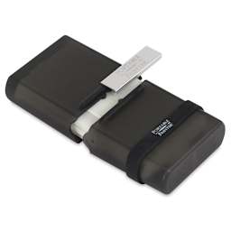 Portable Painter Watercolor Palette - Closed with Retaining band and Aluminum clasp lifted