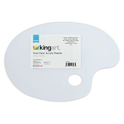 Kingart Oval Clear Acrylic Palette - Top view with label