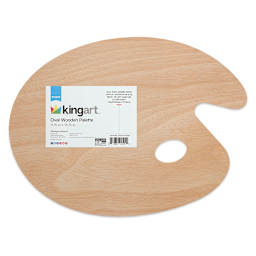 Kingart Oval Wooden Palette - Top view with label