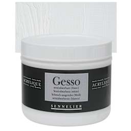 Sennelier Acrylic Gesso - 500 ml, White, Semi-Absorbent Gesso for Watercolor and swatch