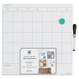 U Brands Dry Erase Tile Board - Front of package of Blank Calendar showing Marker and magnet