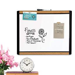 U Brands Combo Dry Erase Board - Large Pin-it Black Frame shown with writing and notes attached