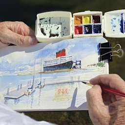 Portable Painter Micro Watercolor Palette (Close-up shown in use)