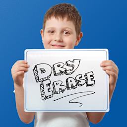 Flipside Dry Erase Learning Mats - Pkg of 12 Boards, 9" x 12" (child holding dry erase learning mat)