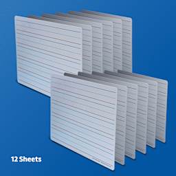 Flipside Dry Erase Learning Mats - Pkg of 12 Ruled Boards, 9" x 12" (12 ruled boards)