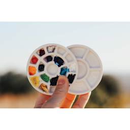 Etchr Lab Travel Mini Porcelain Palette, 19 Wells, paint in wells with mixing tray (paint not included)
