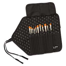 Etchr Roll-Up Brush Pouch - Black, holding brushes (not included)