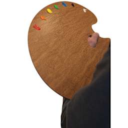 New Wave Salmagundi Palette, with paint held in left hand