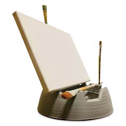 GoEasel Painting Station - Light Gray, holding canvas and brushes (not included)