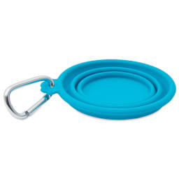 Silver Brush Collapsible Round Water Bowl - Teal, collapsed