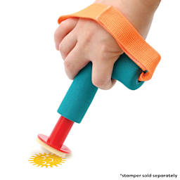 Kind Mind T-Shaped Grip Tools - Large, Teal, Pkg of 2, in-use with a stamper tool, stamper not included