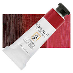 Shiva Signature Artist Oil Color - Alizarin Crimson, 1.25 oz Tube and swatch