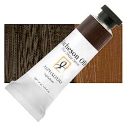 Shiva Signature Artist Oil Color - Asphaltum, 1.25 oz Tube and swatch