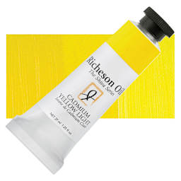 Shiva Signature Artist Oil Color - Cadmium Yellow Light, 1.25 oz Tube and swatch