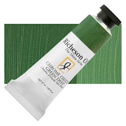 Shiva Signature Artist Oil Color - Chrome Oxide Green Deep, 1.25 oz Tube and swatch