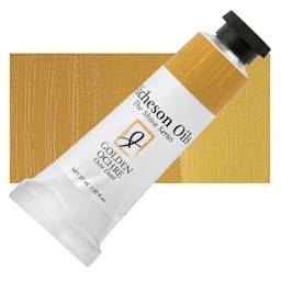 Shiva Signature Artist Oil Color - Golden Ochre, 1.25 oz Tube and swatch